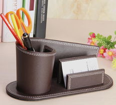 12熱賣皮革筆筒 多功能創意時尚桌面收納盒，提升辦公品質